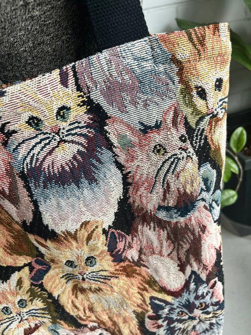 Reusable Bag with Cats and lots of pockets