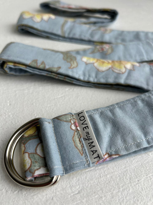 Blue Yoga Strap on a white background